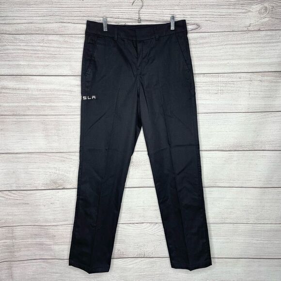 Tesla‎ embroidered logo black pants men’s size 40x32 - Picture 1 of 10